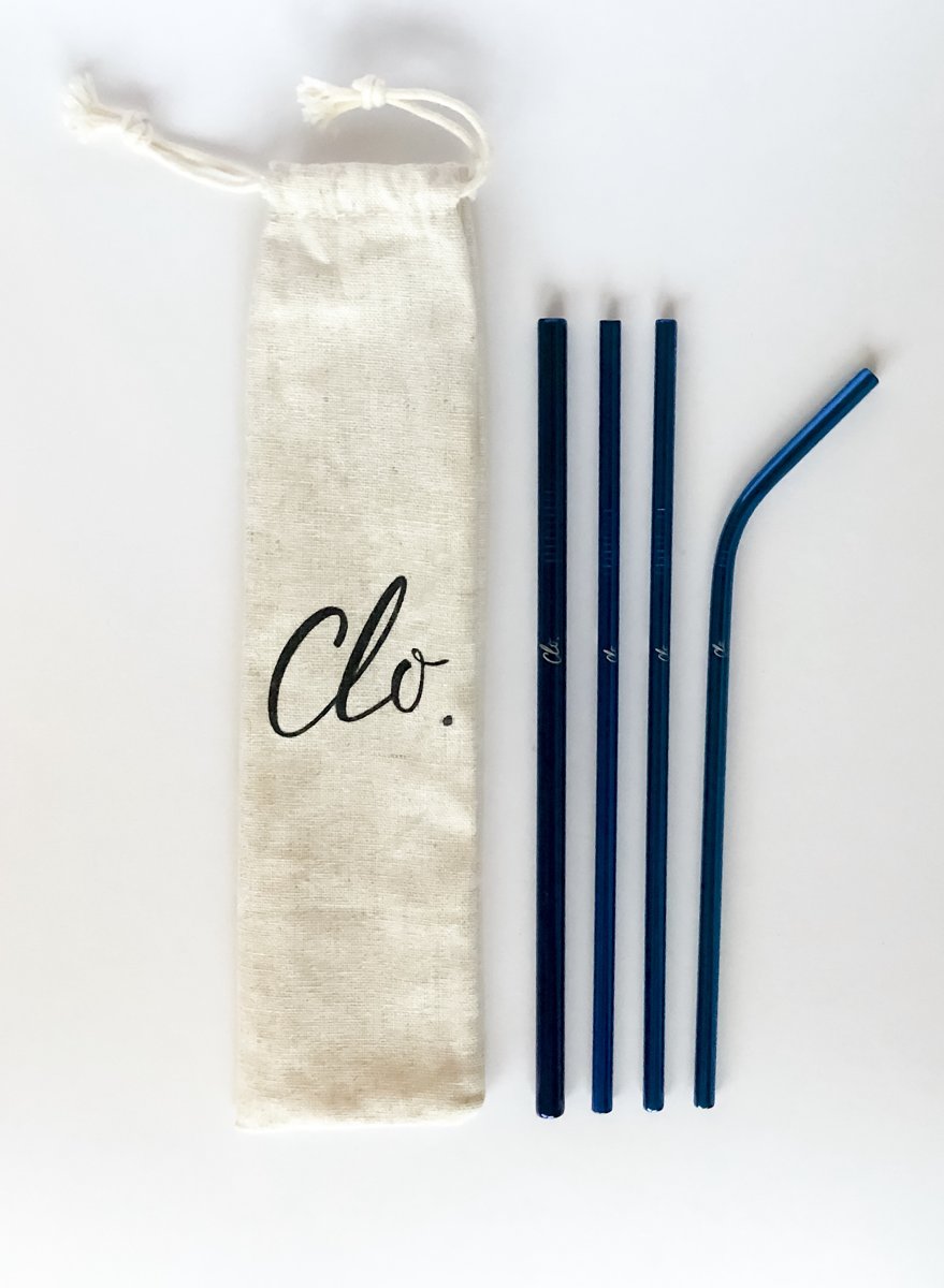 Clo, straws | Herbruikbare rietjes | Blauw (4 st.)